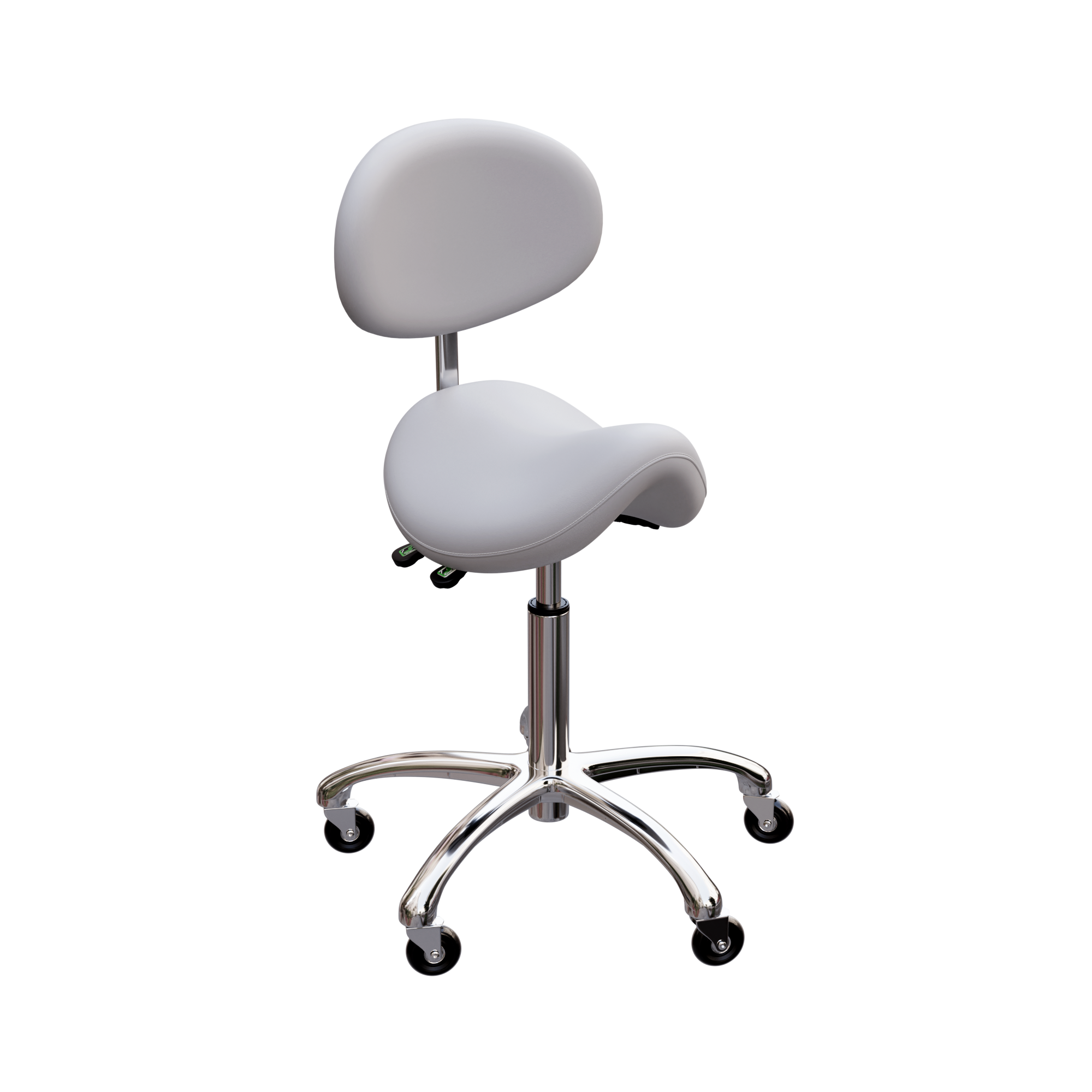 Saddle Stool with Backrest  -1025-Silver