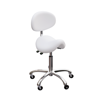 White Saddle Stool with Backrest -1025