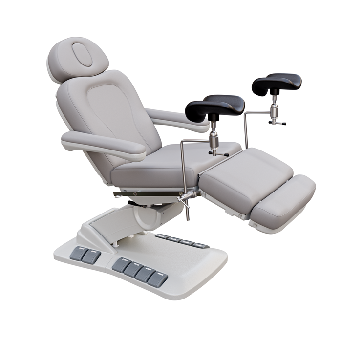 Spa Numa OB-GYN SWIVEL DELUXE 4 Motor Electric Treatment Chair Bed with Built-in Foot Pedals - 2246EB - SU-Silver