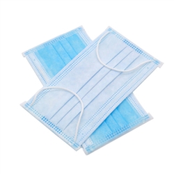 Face Masks, Pleated, Blue, 3-ply with Ear Loop