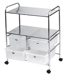 Pibbs D4W Work Cart with 4 White Storage Drawers