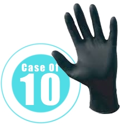 BLACK NITRILE GLOVES x 10