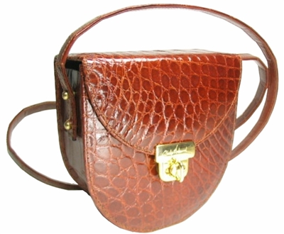 Alligator Crescent Handbag - Cognac - SOLD OUT