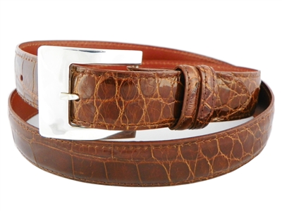 Alligator Belt with 1 3/16" Sterling Silver Catalina Buckle