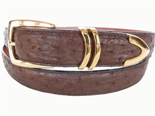 Ostrich Belt 1 3/16" with Scottsdale Gold-Plated Buckle Set