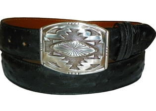 Ostrich Belt 1 1/2" with Santa Fe Buckle