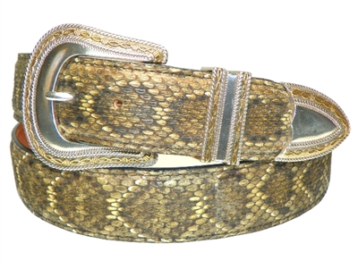 Rattlesnake Belt 1 1/2" with Barbwire Buckle Set - SOLD OUT