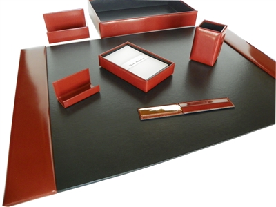Italian Kid Leather 7-Piece Desk Set