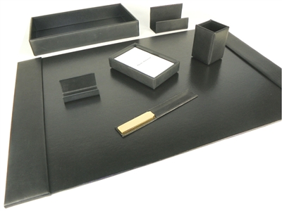 British Lamb Leather 7-Piece Desk Set