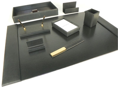 British Lamb Leather 9-Piece Desk Set