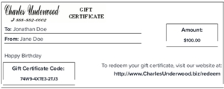 Charles Underwood Gift Certificate