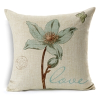 Love Botanical Postal Vintage Square Decorative Pillow