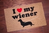 I Love My Wiener Dachshund Custom Handpainted Funny Doormat by Killer Doormats