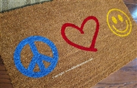 Peace Love Happiness Custom Doormat by Killer Doormats