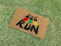 Stranger Fandom Run Christmas Lights Message Custom Hand Painted Welcome Door Mat by Killer Doormats