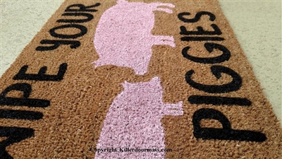 Wipe Your Piggies Custom Cute Pig Handpainted Doormat by Killer Doormats