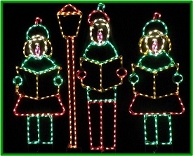 Carolers with Lamp Post 4 Piece Set