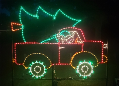 Elf in Truck with Christmas Tree - Animated