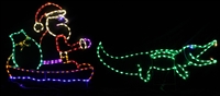 Cajun Santa in Pirogue Boat Pulled by Gator