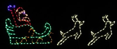 Santa in Sleigh with 2 Deer Small