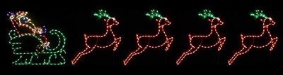 Santa in Sleigh with 4 Leaping Deer