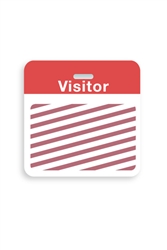 Thermal-printable TIMEbadge Clip-on Backpart.  Half Day / One Day.  Red "VISITOR" W/ Slot Hole.  Pkg of 500.