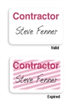 Manual Expiring TIMEbadge Frontpart "CONTRACTOR" One-day Expiration.  Pkg of 1,000.