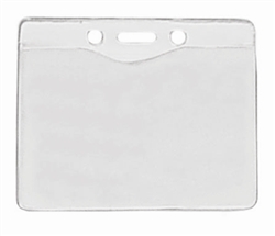 Clear Vinyl Horizontal Data/credit Card Size Badge Holder W/ Slot & Chain Holes (QTY 100)