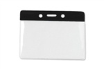 Black  3 x 3 3/4" Horizontal Vinyl Color-Bar Badge Holder - Data/Credit Card Size (QTY 100)