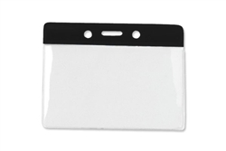 Black  3 x 3 3/4" Horizontal Vinyl Color-Bar Badge Holder - Data/Credit Card Size (QTY 100)