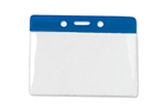 Royal Blue 3 x 3 3/4" Horizontal Vinyl Color-Bar Badge Holder - Data/Credit Card Size (QTY 100)