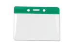 Green 3 x 3 3/4" Horizontal Vinyl Color-Bar Badge Holder - Data/Credit Card Size (QTY 100)