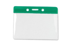 Green 3 x 3 3/4" Horizontal Vinyl Color-Bar Badge Holder - Data/Credit Card Size (QTY 100)