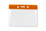 Orange 3 x 3 3/4" Horizontal Vinyl Color-Bar Badge Holder - Data/Credit Card Size (QTY 100)