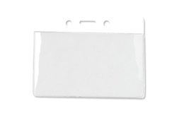 White 3 x 3 3/4" Horizontal Vinyl Color-Bar Badge Holder - Data/Credit Card Size (QTY 100)