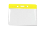 Yellow 3 x 3 3/4" Horizontal Vinyl Color-Bar Badge Holder - Data/Credit Card Size (QTY 100)