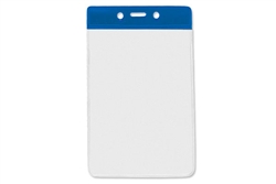 Blue  Vertical Vinyl Color-Bar Badge Holder - Data/Credit Card Size (QTY 100)