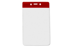 Red  Vertical Vinyl Color-Bar Badge Holder - Data/Credit Card Size (QTY 100)