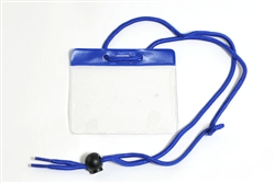 Blue Gov't/military Size Horizontal Vinyl Color-bar Badge Holder W/ Neck Cord (QTY 100)