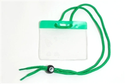 Green Gov't/military Size Horizontal Vinyl Color-bar Badge Holder W/ Neck Cord (QTY 100)