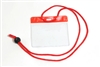 Red Gov't/military Size Horizontal Vinyl Color-bar Badge Holder W/ Neck Cord (QTY 100)