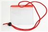 Red Extra Large Size Horizontal Vinyl Color-bar Badge Holder W/ Neck Cord (QTY 100)