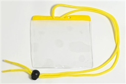 Yellow Extra Large Size Horizontal Vinyl Color-bar Badge Holder W/ Neck Cord (QTY 100)