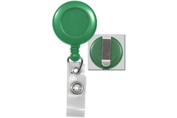 Green Badge Reel W/ Reinforced Vinyl Strap & Belt Clip (QTY 100)