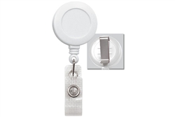 White Badge Reel with Reinforced Vinyl Strap & Belt Clip (QTY 100)