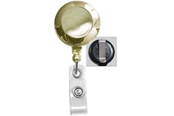 Gold Badge Reel with Clear Vinyl Strap & Belt Clip (QTY 100)