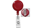 Red Badge Reel W/ Clear Vinyl Strap & Belt Clip (QTY 100)