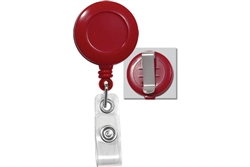 Red Badge Reel W/ Clear Vinyl Strap & Belt Clip (QTY 100)