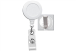 White Badge Reel with Clear Vinyl Strap & Belt Clip (QTY 100)