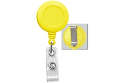 Yellow Badge Reel with Clear Vinyl Strap & Belt Clip (QTY 100)